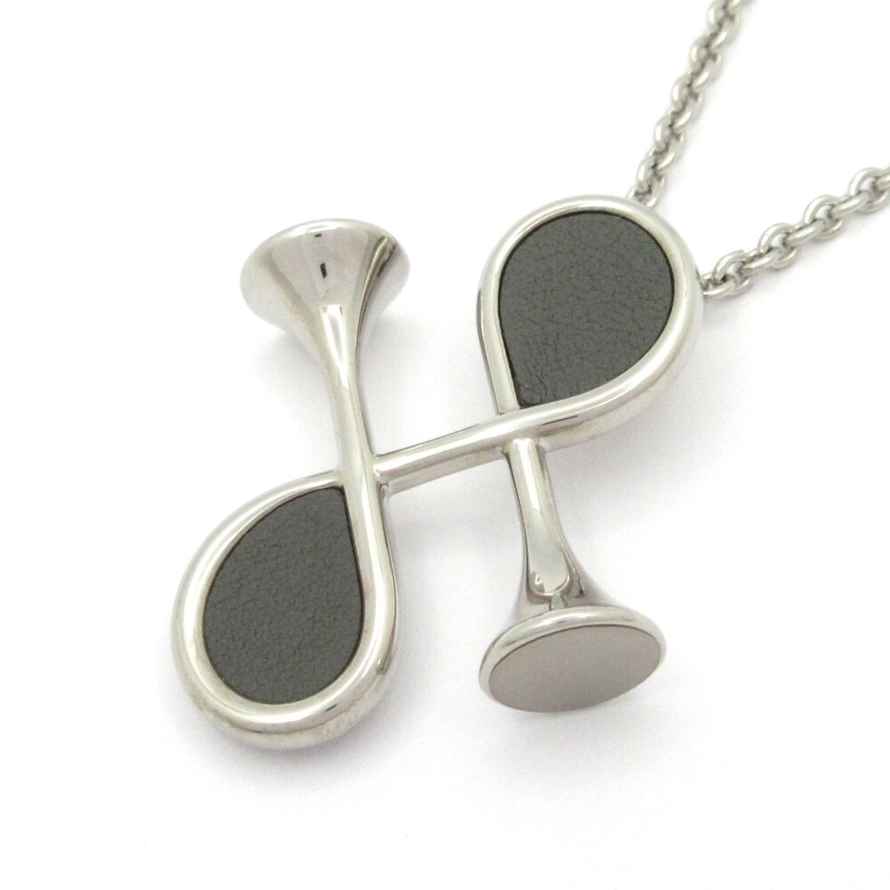 Hermès Col H Necklace Silver Gris Meyer Hardware Veau Swift
